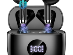 wireless earbuds Bluetooth 5.4 LED display charging case 40h playback